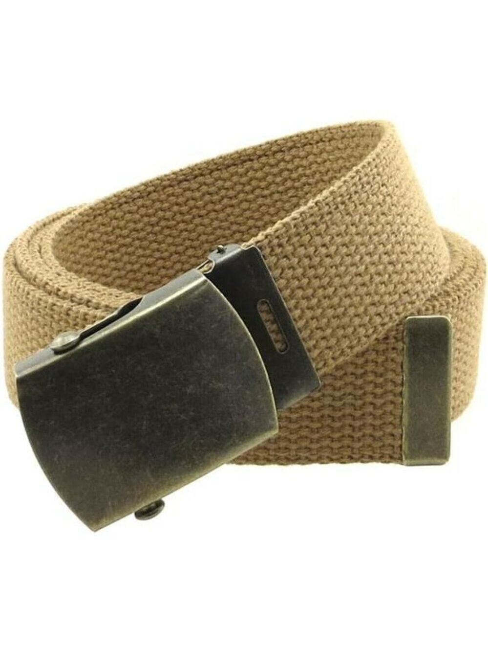 Canvas Web Belt Adjustable Military Style Brass Buckle Casual Work Belt